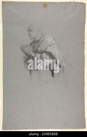 Kunst inspiriert von Drapieren Studie für einen Geistlichen (unteres Register; Studie für Wandmalereien in der Kapelle Saint Remi, Sainte-Clotilde, Paris, 1858), 19. Jahrhundert, Schwarz-weiße Kreide, Spuren von roter Kreide, auf grauem Papier, 18 7/8 x 12 3/16 Zoll (47,9 x 30,9 cm), Zeichnungen, Isidore Pils (, Klassische Werke, die von Artotop mit einem Schuss Moderne modernisiert wurden. Formen, Farbe und Wert, auffällige visuelle Wirkung auf Kunst. Emotionen durch Freiheit von Kunstwerken auf zeitgemäße Weise. Eine zeitlose Botschaft, die eine wild kreative neue Richtung verfolgt. Künstler, die sich dem digitalen Medium zuwenden und die Artotop NFT erschaffen Stockfoto