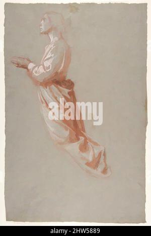 Von Angel inspirierte Kunst (oberes Register; Studie für Wandmalereien in der Kapelle Saint Remi, Sainte-Clotilde, Paris, 1858), 19.. Jahrhundert, Rote Kreide, gestumpt, mit weißer Kreide und Gouache verstärkt, mit Spuren schwarzer Kreide, auf grauem Papier. Vereinzelte Flecken, 18 11/16 x 12 3/16 Zoll (, Classic Works modernisiert von Artotop mit einem Schuss Moderne. Formen, Farbe und Wert, auffällige visuelle Wirkung auf Kunst. Emotionen durch Freiheit von Kunstwerken auf zeitgemäße Weise. Eine zeitlose Botschaft, die eine wild kreative neue Richtung verfolgt. Künstler, die sich dem digitalen Medium zuwenden und die Artotop NFT erschaffen Stockfoto