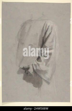 Kunst inspiriert von Drapieren Studie für einen Geistlichen (unteres Register; Studie für Wandmalereien in der Kapelle Saint Remi, Sainte-Clotilde, Paris, 1858), 19. Jahrhundert, Schwarze Kreide, gestumpt, mit weißer Kreide verstärkt, auf grauem Papier, 11 7/16 x 7 7/8 Zoll (29,0 x 20,0 cm), Zeichnungen, Isidore Pils, Klassische Werke, die von Artotop mit einem Schuss Moderne modernisiert wurden. Formen, Farbe und Wert, auffällige visuelle Wirkung auf Kunst. Emotionen durch Freiheit von Kunstwerken auf zeitgemäße Weise. Eine zeitlose Botschaft, die eine wild kreative neue Richtung verfolgt. Künstler, die sich dem digitalen Medium zuwenden und die Artotop NFT erschaffen Stockfoto