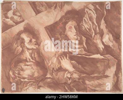 Kunst inspiriert von Christus, der das Kreuz trägt, 18. Jahrhundert, Rote Kreide, 8 1/16 x 10 7/16 Zoll (20,4 x 26,5 cm), Zeichnungen, Anonym, Französisch, 18. Jahrhundert, Klassische Werke, die von Artotop mit einem Hauch von Moderne modernisiert wurden. Formen, Farbe und Wert, auffällige visuelle Wirkung auf Kunst. Emotionen durch Freiheit von Kunstwerken auf zeitgemäße Weise. Eine zeitlose Botschaft, die eine wild kreative neue Richtung verfolgt. Künstler, die sich dem digitalen Medium zuwenden und die Artotop NFT erschaffen Stockfoto