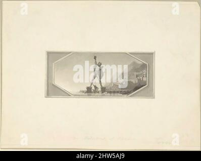 Kunst inspiriert vom Koloss von Rhodos, 18.–19. Jahrhundert, Stift und braune Tinte, Pinsel und Grauwäsche, Blatt: 3 5/16 × 4 3/8 Zoll (8,4 × 11,1 cm), Zeichnungen, Edward Francis Burney (British, Worcester 1760–1848 London, Klassische Werke, die von Artotop mit einem Schuss Moderne modernisiert wurden. Formen, Farbe und Wert, auffällige visuelle Wirkung auf Kunst. Emotionen durch Freiheit von Kunstwerken auf zeitgemäße Weise. Eine zeitlose Botschaft, die eine wild kreative neue Richtung verfolgt. Künstler, die sich dem digitalen Medium zuwenden und die Artotop NFT erschaffen Stockfoto