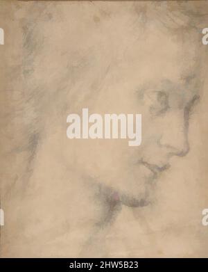 Kunst inspiriert von Head of a Youth in Profile (recto); Studie einer sitzenden Figur (verso), ca. 1525, Schwarze Kreide (recto und verso), 9 1/4 x 7 1/2in. (23,5 x 19cm), Zeichnungen, zugeschrieben Giovanni Antonio Sogliani (Italienisch, Florenz 1492–1544 Florenz, Klassische Werke, die von Artotop mit einem Schuss Moderne modernisiert wurden. Formen, Farbe und Wert, auffällige visuelle Wirkung auf Kunst. Emotionen durch Freiheit von Kunstwerken auf zeitgemäße Weise. Eine zeitlose Botschaft, die eine wild kreative neue Richtung verfolgt. Künstler, die sich dem digitalen Medium zuwenden und die Artotop NFT erschaffen Stockfoto