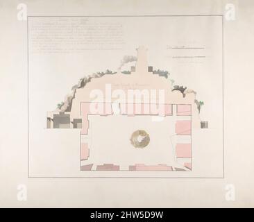 Kunst inspiriert von Projekt für das Monument de la Montagne, Orléans, ca. 1794, Stift und schwarze Tinte, Pinsel und rosa, grau, blau und Pfirsich waschen, über Graphitunterzeichnung, 14 3/4 x 21 5/16 Zoll (37,5 x 54,1 cm), Zeichnungen, Claude Mathieu Delagardette (französisch, 1765–1805, Klassische Werke, die von Artotop mit einem Schuss Moderne modernisiert wurden. Formen, Farbe und Wert, auffällige visuelle Wirkung auf Kunst. Emotionen durch Freiheit von Kunstwerken auf zeitgemäße Weise. Eine zeitlose Botschaft, die eine wild kreative neue Richtung verfolgt. Künstler, die sich dem digitalen Medium zuwenden und die Artotop NFT erschaffen Stockfoto