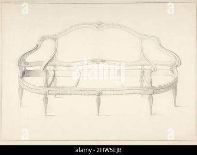 Kunst inspiriert von Design für ein Sofa, ca. 1770–90, Graphit, 10 3/8 x 14 Zoll (26,3 x 35,6 cm), Zeichnungen, Anonym, Französisch, 18. Jahrhundert, Klassische Werke, die von Artotop mit einem Hauch von Moderne modernisiert wurden. Formen, Farbe und Wert, auffällige visuelle Wirkung auf Kunst. Emotionen durch Freiheit von Kunstwerken auf zeitgemäße Weise. Eine zeitlose Botschaft, die eine wild kreative neue Richtung verfolgt. Künstler, die sich dem digitalen Medium zuwenden und die Artotop NFT erschaffen Stockfoto