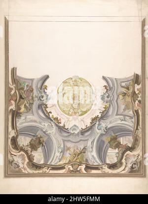 Art Inspired by Design for a Painted Ceiling, 1716–81, Zeichnungen, zugeschrieben Giovanni Antonio Torricelli (Italienisch, Lugano 1716–1781 Norditalien, Klassische Werke, die von Artotop mit einem Schuss Moderne modernisiert wurden. Formen, Farbe und Wert, auffällige visuelle Wirkung auf Kunst. Emotionen durch Freiheit von Kunstwerken auf zeitgemäße Weise. Eine zeitlose Botschaft, die eine wild kreative neue Richtung verfolgt. Künstler, die sich dem digitalen Medium zuwenden und die Artotop NFT erschaffen Stockfoto