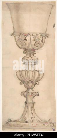 Kunst inspiriert von Design for a Chalice (recto); Design for the Base of a Vase (verso), 1652–1725, Stift und braune Tinte, Pinsel und braune Wäsche, über Spuren schwarzer Kreide. Verso: Graphit, Blatt: 8 7/8 x 3 3/4 Zoll (22,6 x 9,5 cm), Giovanni Battista Foggini (Italienisch, Florenz 1652–1725 Florenz, Klassische Werke, die von Artotop mit einem Schuss Moderne modernisiert wurden. Formen, Farbe und Wert, auffällige visuelle Wirkung auf Kunst. Emotionen durch Freiheit von Kunstwerken auf zeitgemäße Weise. Eine zeitlose Botschaft, die eine wild kreative neue Richtung verfolgt. Künstler, die sich dem digitalen Medium zuwenden und die Artotop NFT erschaffen Stockfoto