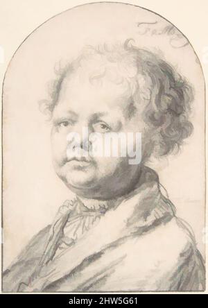 Art Inspired by Portrait of a Young Boy, 17. Century, Schwarze Kreide, mit Weiß verstärkt, Graphitangriffe, Blatt: 5 1/2 x 3 7/8 Zoll (14 x 9,8 cm), Zeichnungen, Frans van Mieris der Ältere (Niederländisch, Leiden 1635–1681 Leiden, Klassische Werke, die von Artotop mit einem Schuss Moderne modernisiert wurden. Formen, Farbe und Wert, auffällige visuelle Wirkung auf Kunst. Emotionen durch Freiheit von Kunstwerken auf zeitgemäße Weise. Eine zeitlose Botschaft, die eine wild kreative neue Richtung verfolgt. Künstler, die sich dem digitalen Medium zuwenden und die Artotop NFT erschaffen Stockfoto