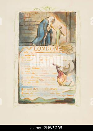 Kunst inspiriert von Songs of Innocence und of Experience: London, ca. 1825, Relief-Radierung in orange-brauner Tinte gedruckt und handfarbig mit Aquarell und Gold, Blatt: 6 3/16 x 5 9/16 Zoll (15,7 x 14,1 cm), Drucke, William Blake (British, London 1757–1827 London, Klassische Werke, die von Artotop mit einem Schuss Moderne modernisiert wurden. Formen, Farbe und Wert, auffällige visuelle Wirkung auf Kunst. Emotionen durch Freiheit von Kunstwerken auf zeitgemäße Weise. Eine zeitlose Botschaft, die eine wild kreative neue Richtung verfolgt. Künstler, die sich dem digitalen Medium zuwenden und die Artotop NFT erschaffen Stockfoto