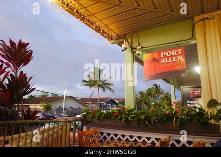 Sunset Grill und Bar im Port Allen auf Kauai Stockfoto