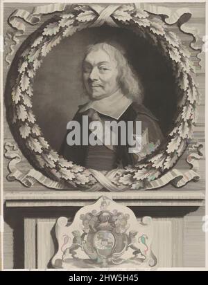 Kunst inspiriert von Henri-Auguste de Loménie, comte de Brienne, 1660, Gravur; erster Zustand von vier (Petitjean & Wickert), Blatt: 13 3/4 × 10 1/2 in. (35 × 26,7 cm), Drucke, Robert Nanteuil (Französisch, Reims 1623–1678 Paris, Klassische Werke, die von Artotop mit einem Schuss Moderne modernisiert wurden. Formen, Farbe und Wert, auffällige visuelle Wirkung auf Kunst. Emotionen durch Freiheit von Kunstwerken auf zeitgemäße Weise. Eine zeitlose Botschaft, die eine wild kreative neue Richtung verfolgt. Künstler, die sich dem digitalen Medium zuwenden und die Artotop NFT erschaffen Stockfoto