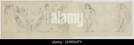 Art Inspired by Design for a Frieze with Putti and Garland, 19. Century, Stift und schwarze Tinte über Graphit, Blatt: 7 3/8 x 24 1/16 Zoll (18,8 x 61,1 cm), Zeichnungen, Anonym, Französisch, 19. Jahrhundert, Klassische Werke, die von Artotop mit einem Hauch von Moderne modernisiert wurden. Formen, Farbe und Wert, auffällige visuelle Wirkung auf Kunst. Emotionen durch Freiheit von Kunstwerken auf zeitgemäße Weise. Eine zeitlose Botschaft, die eine wild kreative neue Richtung verfolgt. Künstler, die sich dem digitalen Medium zuwenden und die Artotop NFT erschaffen Stockfoto