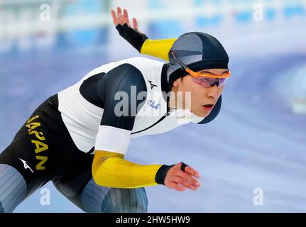 Wataru Morishige (JPN) tritt bei 500m Frauen während der ISU-Eisschnelllauf-WM Sprint und Allround am 3. März 2022 im Vikingskipet in Hamar, Norwegen, an Foto von SCS/Soenar Chamid/AFLO (HOLLAND OUT) Stockfoto