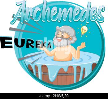 Archimedes in Badewanne Cartoon mit dem Wort Eureka Illustration Stock Vektor