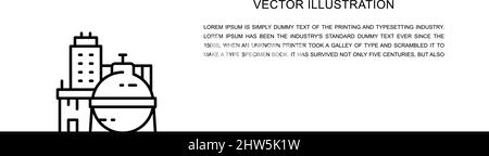 Vector Ölfabrik, Chemiefabrik, Industriegebäude eine Linie Symbol. Eine Linie durchlaufend Stock Vektor