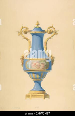 Kunst inspiriert von Design für eine Porzellanvase mit Bronze Mount, 19. Century, Graphit, Aquarell, Gouache, Und vergoldet, Blatt: 17 1/16 x 11 7/16 Zoll (43,4 x 29 cm), Zeichnungen, Anonym, Französisch, 19. Jahrhundert, Klassische Werke, die von Artotop mit einem Hauch von Moderne modernisiert wurden. Formen, Farbe und Wert, auffällige visuelle Wirkung auf Kunst. Emotionen durch Freiheit von Kunstwerken auf zeitgemäße Weise. Eine zeitlose Botschaft, die eine wild kreative neue Richtung verfolgt. Künstler, die sich dem digitalen Medium zuwenden und die Artotop NFT erschaffen Stockfoto