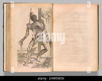 Art inspired by De humani corporis fabrica (of the Structure of the Human Body), 1555, Holzschnitt, Overall: 15 9/16 x 10 1/2 x 3 1/4 in. (39,5 x 26,7 x 8,3 cm), Books, John of Calcar (John Stephen Calcar) (Netherlandish, Calcar, Cleves 1499–1546/50 Naples (aktives Italien)), als Andreas, Classic Works von Artotop mit einem Schuss Moderne modernisiert wurde. Formen, Farbe und Wert, auffällige visuelle Wirkung auf Kunst. Emotionen durch Freiheit von Kunstwerken auf zeitgemäße Weise. Eine zeitlose Botschaft, die eine wild kreative neue Richtung verfolgt. Künstler, die sich dem digitalen Medium zuwenden und die Artotop NFT erschaffen Stockfoto