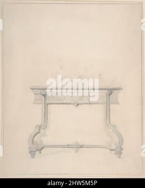 Art Inspired by Design for Console Table, 19. Century, Graphite, mit Rahmenlinien in Graphit, 8 11/16 x 7 3/16 Zoll (22 x 18,2 cm), Anonym, Französisch, 19. Jahrhundert, Klassische Werke, die von Artotop mit einem Schuss Moderne modernisiert wurden. Formen, Farbe und Wert, auffällige visuelle Wirkung auf Kunst. Emotionen durch Freiheit von Kunstwerken auf zeitgemäße Weise. Eine zeitlose Botschaft, die eine wild kreative neue Richtung verfolgt. Künstler, die sich dem digitalen Medium zuwenden und die Artotop NFT erschaffen Stockfoto