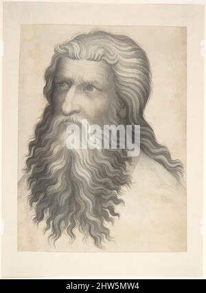 Art inspired by Head of a Bearded man, 1360–80, Pen and grey-Brown ink, brush with grey-black and Brown wash, traces of white Gouache Highlights., Sheet: 4 7/16 x 3 3/8 in. (11,3 x 8,5 cm), Zeichnungen, Anonym, Böhmisch, 14. Jahrhundert, Nur wenige mittelalterliche Zeichnungen überleben. Diese sehr raffinierte, Classic Works modernisiert von Artotop mit einem Hauch von Modernität. Formen, Farbe und Wert, auffällige visuelle Wirkung auf Kunst. Emotionen durch Freiheit von Kunstwerken auf zeitgemäße Weise. Eine zeitlose Botschaft, die eine wild kreative neue Richtung verfolgt. Künstler, die sich dem digitalen Medium zuwenden und die Artotop NFT erschaffen Stockfoto