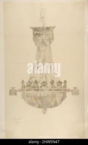 Art Inspired by Design for a Chandelier, 19. Century, Stift und braune Tinte, Blatt: 16 1/4 x 9 11/16 Zoll (41,2 x 24,6 cm), Zeichnungen, Anonym, Französisch, 19. Jahrhundert, Klassische Werke, die von Artotop mit einem Hauch von Moderne modernisiert wurden. Formen, Farbe und Wert, auffällige visuelle Wirkung auf Kunst. Emotionen durch Freiheit von Kunstwerken auf zeitgemäße Weise. Eine zeitlose Botschaft, die eine wild kreative neue Richtung verfolgt. Künstler, die sich dem digitalen Medium zuwenden und die Artotop NFT erschaffen Stockfoto