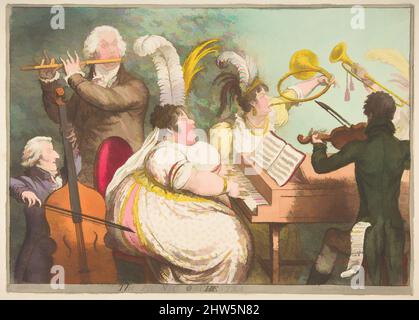 Art inspired by the Pic-Nic Orchestra, April 23, 1802, handkolorierte Radierung und Gravur, Platte: 10 x 14 Zoll (25,4 x 35,6 cm), Drucke, James Gillray (British, Chelsea 1756–1815 London, Klassische Werke, die von Artotop mit einem Schuss Moderne modernisiert wurden. Formen, Farbe und Wert, auffällige visuelle Wirkung auf Kunst. Emotionen durch Freiheit von Kunstwerken auf zeitgemäße Weise. Eine zeitlose Botschaft, die eine wild kreative neue Richtung verfolgt. Künstler, die sich dem digitalen Medium zuwenden und die Artotop NFT erschaffen Stockfoto