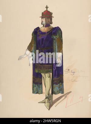 Kunst inspiriert von Philip dem Guten, Herzog von Burgund; Kostümdesign für Jeanne d'Arc von der Pariser Oper, 1897, Stift und schwarze Tinte, Aquarell, Gouache, Blatt: 12 5/16 x 9 3/8 Zoll (31,2 x 23,8 cm), Zeichnungen, Charles Bianchini (Französisch, Lyon 1860–1905 Paris, Klassische Werke, die von Artotop mit einem Schuss Moderne modernisiert wurden. Formen, Farbe und Wert, auffällige visuelle Wirkung auf Kunst. Emotionen durch Freiheit von Kunstwerken auf zeitgemäße Weise. Eine zeitlose Botschaft, die eine wild kreative neue Richtung verfolgt. Künstler, die sich dem digitalen Medium zuwenden und die Artotop NFT erschaffen Stockfoto