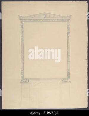 Art Inspired by Design for an Over-Mantle Mirror Frame, 19. Century, Graphite, Blatt: 13 7/8 x 11 Zoll (35,3 x 27,9 cm), Zeichnungen, Anonym, Französisch, 19. Jahrhundert, Klassische Werke, die von Artotop mit einem Hauch von Moderne modernisiert wurden. Formen, Farbe und Wert, auffällige visuelle Wirkung auf Kunst. Emotionen durch Freiheit von Kunstwerken auf zeitgemäße Weise. Eine zeitlose Botschaft, die eine wild kreative neue Richtung verfolgt. Künstler, die sich dem digitalen Medium zuwenden und die Artotop NFT erschaffen Stockfoto