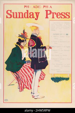 Art Inspired by Philadelphia Sunday Press: 26. Mai 1895, 1895, Lithograph, Blatt: 22 1/4 × 15 5/8 Zoll (56,5 × 39,7 cm), Drucke, George Reiter Brill (amerikanisch, Pittsburgh, Pennsylvania 1867–1918 Florida, Klassisches Werk, modernisiert von Artotop mit einem Schuss Moderne. Formen, Farbe und Wert, auffällige visuelle Wirkung auf Kunst. Emotionen durch Freiheit von Kunstwerken auf zeitgemäße Weise. Eine zeitlose Botschaft, die eine wild kreative neue Richtung verfolgt. Künstler, die sich dem digitalen Medium zuwenden und die Artotop NFT erschaffen Stockfoto