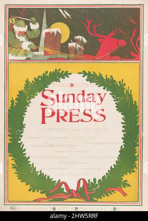 Art Inspired by Philadelphia Sunday Press: 8.. Dezember 1895, Commercial Relief Process, Blatt: 21 5/8 × 15 3/8 in. (55 × 39 cm), Drucke, Anonym, Amerikaner, 19. Jahrhundert, Klassische Werke, die von Artotop mit einem Hauch von Moderne modernisiert wurden. Formen, Farbe und Wert, auffällige visuelle Wirkung auf Kunst. Emotionen durch Freiheit von Kunstwerken auf zeitgemäße Weise. Eine zeitlose Botschaft, die eine wild kreative neue Richtung verfolgt. Künstler, die sich dem digitalen Medium zuwenden und die Artotop NFT erschaffen Stockfoto