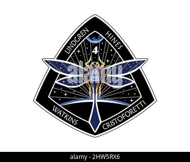 Usa. 1. März 2022. Logo Insignia, das die SpaceX Crew-4-Mission zur Internationalen Raumstation repräsentiert. Quelle: NASA/ZUMA Press Wire Service/ZUMAPRESS.com/Alamy Live News Stockfoto