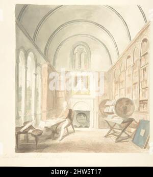 Kunst inspiriert von Lea Castle, Blick in der Bibliothek, Blick nach Osten, ca. 1816, Aquarell, Blatt: 7 1/4 x 6 3/4 Zoll (18,4 x 17,1 cm), zugeschrieben John Carter (British, London 1748–1817 London, Klassische Werke, die von Artotop mit einem Schuss Moderne modernisiert wurden. Formen, Farbe und Wert, auffällige visuelle Wirkung auf Kunst. Emotionen durch Freiheit von Kunstwerken auf zeitgemäße Weise. Eine zeitlose Botschaft, die eine wild kreative neue Richtung verfolgt. Künstler, die sich dem digitalen Medium zuwenden und die Artotop NFT erschaffen Stockfoto