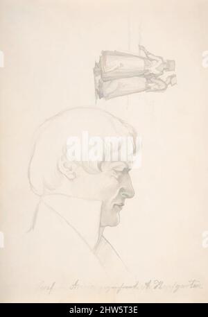 Art Inspired by Study Sheet with a Portrait of Carl Julius Senff and Two Ital Women Walking, 19. Century, Graphite, Sheet: 8 7/8 x 6 1/8 in. (22,5 x 15,6 cm), Zeichnungen, August Ferdinand Hopfgarten (deutsch, Berlin 1807–1896 Berlin, Klassische Werke, die von Artotop mit einem Schuss Moderne modernisiert wurden. Formen, Farbe und Wert, auffällige visuelle Wirkung auf Kunst. Emotionen durch Freiheit von Kunstwerken auf zeitgemäße Weise. Eine zeitlose Botschaft, die eine wild kreative neue Richtung verfolgt. Künstler, die sich dem digitalen Medium zuwenden und die Artotop NFT erschaffen Stockfoto