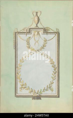 Art Inspired by Design for a Mirror Surmounted by a Vase, Ende 18.–Anfang 19. Jahrhundert, Stift und Tinte und Waschmittel, Blatt: 11 3/4 x 7 5/8 Zoll (29,8 x 19,4 cm), John Yenn (Großbritannien, London (?) 1750–1821 London, Classic Works modernisiert von Artotop mit einem Schuss Moderne. Formen, Farbe und Wert, auffällige visuelle Wirkung auf Kunst. Emotionen durch Freiheit von Kunstwerken auf zeitgemäße Weise. Eine zeitlose Botschaft, die eine wild kreative neue Richtung verfolgt. Künstler, die sich dem digitalen Medium zuwenden und die Artotop NFT erschaffen Stockfoto