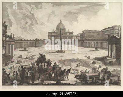 Kunst inspiriert von Blick auf den Petersdom und die Piazza im Vatikan, von Vedute di Roma (römische Ansichten), ca. 1748, Radierung; vierter Zustand von sieben (Hind), Blatt: 20 11/16 x 28 15/16 Zoll (52,5 x 73,5 cm), Drucke, Giovanni Battista Piranesi (Italienisch, Mogliano Veneto 1720–1778 Rom, Klassische Werke, die von Artotop mit einem Schuss Moderne modernisiert wurden. Formen, Farbe und Wert, auffällige visuelle Wirkung auf Kunst. Emotionen durch Freiheit von Kunstwerken auf zeitgemäße Weise. Eine zeitlose Botschaft, die eine wild kreative neue Richtung verfolgt. Künstler, die sich dem digitalen Medium zuwenden und die Artotop NFT erschaffen Stockfoto