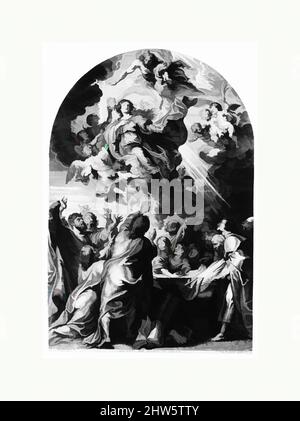 Art inspired by Assumption of the Virgin, 1624, Gravur, Blatt: 25 3/8 x 17 3/8 Zoll (64,4 x 44,1 cm) (gewölbt), Drucke, nach Peter Paul Rubens (Flämisch, Siegen 1577–1640 Antwerpen, Klassisches Werk, modernisiert von Artotop mit einem Schuss Moderne. Formen, Farbe und Wert, auffällige visuelle Wirkung auf Kunst. Emotionen durch Freiheit von Kunstwerken auf zeitgemäße Weise. Eine zeitlose Botschaft, die eine wild kreative neue Richtung verfolgt. Künstler, die sich dem digitalen Medium zuwenden und die Artotop NFT erschaffen Stockfoto