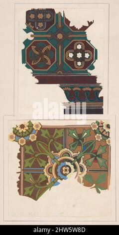 Kunst inspiriert von Design-Zeichnung, ca. 1883, basierend auf früherem Design, Graphit, Tinte und Gouache, Blatt: 15 15/16 x 11 Zoll (40,5 x 27,9 cm), Christopher Dresser (British, Glasgow, Schottland 1834–1904 Mulhouse, Classic Works modernisiert von Artotop mit einem Schuss Moderne. Formen, Farbe und Wert, auffällige visuelle Wirkung auf Kunst. Emotionen durch Freiheit von Kunstwerken auf zeitgemäße Weise. Eine zeitlose Botschaft, die eine wild kreative neue Richtung verfolgt. Künstler, die sich dem digitalen Medium zuwenden und die Artotop NFT erschaffen Stockfoto