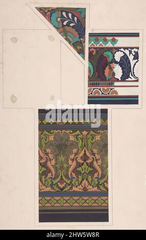 Kunst inspiriert von Design-Zeichnung, ca. 1883, basierend auf früherem Design, Graphit, Tinte und Gouache, Blatt: 15 15/16 x 11 Zoll (40,5 x 27,9 cm), Zeichnungen, Christopher Dresser (britisch, Glasgow, Schottland 1834–1904 Mulhouse, Klassische Werke, die von Artotop mit einem Hauch von Moderne modernisiert wurden. Formen, Farbe und Wert, auffällige visuelle Wirkung auf Kunst. Emotionen durch Freiheit von Kunstwerken auf zeitgemäße Weise. Eine zeitlose Botschaft, die eine wild kreative neue Richtung verfolgt. Künstler, die sich dem digitalen Medium zuwenden und die Artotop NFT erschaffen Stockfoto