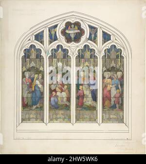 Art Inspired by Design for Stained Glass Window, 1908, Aquarell, Stift und schwarze Tinte über Graphit, Blatt: 10 1/4 x 9 3/4 Zoll (26,1 x 24,7 cm), Horatio Walter Lonsdale (British, 1844–1919, Klassische Werke, die von Artotop mit einem Schuss Moderne modernisiert wurden. Formen, Farbe und Wert, auffällige visuelle Wirkung auf Kunst. Emotionen durch Freiheit von Kunstwerken auf zeitgemäße Weise. Eine zeitlose Botschaft, die eine wild kreative neue Richtung verfolgt. Künstler, die sich dem digitalen Medium zuwenden und die Artotop NFT erschaffen Stockfoto