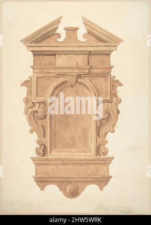 Kunst inspiriert von Design for Oak Carving, from the Fireplace, Jerusalem Chamber, Westminster, 1820–71, Aquarell, Blatt: 10 11/16 x 7 3/8 Zoll (27,1 x 18,7 cm), Charles James Richardson (British, London 1806–1871 London, Klassische Werke, die von Artotop mit einem Schuss Moderne modernisiert wurden. Formen, Farbe und Wert, auffällige visuelle Wirkung auf Kunst. Emotionen durch Freiheit von Kunstwerken auf zeitgemäße Weise. Eine zeitlose Botschaft, die eine wild kreative neue Richtung verfolgt. Künstler, die sich dem digitalen Medium zuwenden und die Artotop NFT erschaffen Stockfoto