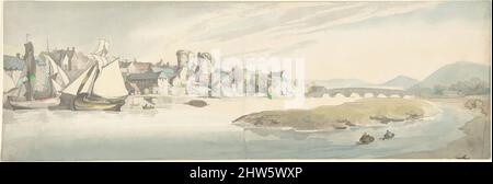 Kunst inspiriert von Blick auf die Stadt am Fluss (Schloss Carwitham), 1775–1827, Stift und Tinte, mit Aquarell, Blatt: 5 5/8 x 17 Zoll (14,3 x 43,2 cm), Zeichnungen, Thomas Rowlandson (British, London 1757–1827 London, Klassische Werke, die von Artotop mit einem Schuss Moderne modernisiert wurden. Formen, Farbe und Wert, auffällige visuelle Wirkung auf Kunst. Emotionen durch Freiheit von Kunstwerken auf zeitgemäße Weise. Eine zeitlose Botschaft, die eine wild kreative neue Richtung verfolgt. Künstler, die sich dem digitalen Medium zuwenden und die Artotop NFT erschaffen Stockfoto