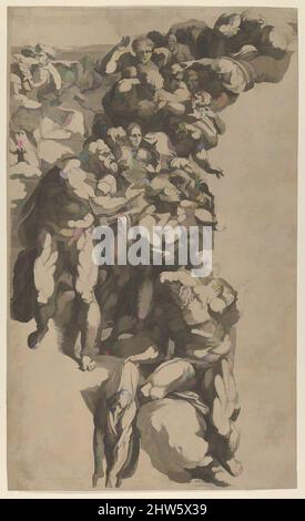 Kunst inspiriert von Gruppe aus dem Jüngsten Gericht, St. Bartholomäus, St. Peter, und andere Apostel, n.d., Gravur, Blatt: 14 3/4 x 8 7/8 Zoll (37,5 x 22,5 cm), Drucke, Domenico del Barbiere (Italienisch, Florenz (?) 1506–1565 Paris), entworfen von Michelangelo Buonarroti (Italienisch, Caprese 1475–1564, Klassische Werke, die von Artotop mit einem Schuss Moderne modernisiert wurden. Formen, Farbe und Wert, auffällige visuelle Wirkung auf Kunst. Emotionen durch Freiheit von Kunstwerken auf zeitgemäße Weise. Eine zeitlose Botschaft, die eine wild kreative neue Richtung verfolgt. Künstler, die sich dem digitalen Medium zuwenden und die Artotop NFT erschaffen Stockfoto