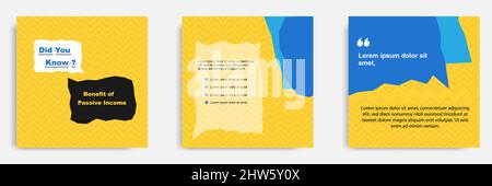 Social-Media-Tutorial, Tipps, Trick, Wussten Sie, Post Banner Layout-Vorlage mit gelbem Hintergrund und abstrakte und nahtlose Muster-Element. V Stock Vektor