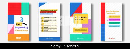 Social-Media-Tutorial, Tipps, Trick, Wussten Sie Post Geschichten horizontale Banner Layout-Vorlage mit geometrischen Hintergrund, memphis Muster Design elem Stock Vektor