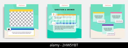Social Media faq, Frage, Antwort Post Banner Layout-Vorlage mit geometrischer Form Hintergrund und Blase Nachricht Design-Element in grün weiß Farbe. Stock Vektor
