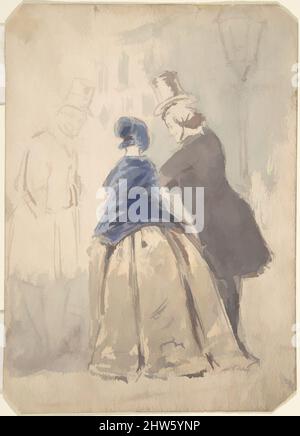 Kunst inspiriert von Zeichnung für Szene aus Vanity Fair: 'Street Scene' (recto); Skizze der jungen Frau (verso), 1800–1819, Aquarell über Graphit, Blatt: 7 x 5 Zoll (17,8 x 12,7 cm), Zeichnungen, James Barret (britisch, London, aktiv 1785–1819 London, Klassische Werke, die von Artotop mit einem Hauch von Moderne modernisiert wurden. Formen, Farbe und Wert, auffällige visuelle Wirkung auf Kunst. Emotionen durch Freiheit von Kunstwerken auf zeitgemäße Weise. Eine zeitlose Botschaft, die eine wild kreative neue Richtung verfolgt. Künstler, die sich dem digitalen Medium zuwenden und die Artotop NFT erschaffen Stockfoto