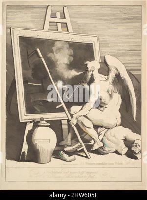 Art Inspired by Time Smoking a Picture, März 1761, Radierung und Mezzotint; zweiter Zustand von drei, Blatt: 9 3/16 x 7 3/16 Zoll (23,4 x 18,2 cm), Drucke, William Hogarth (British, London 1697–1764 London, Klassische Werke, die von Artotop mit einem Schuss Moderne modernisiert wurden. Formen, Farbe und Wert, auffällige visuelle Wirkung auf Kunst. Emotionen durch Freiheit von Kunstwerken auf zeitgemäße Weise. Eine zeitlose Botschaft, die eine wild kreative neue Richtung verfolgt. Künstler, die sich dem digitalen Medium zuwenden und die Artotop NFT erschaffen Stockfoto