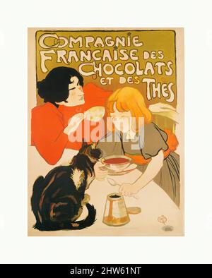 Art inspired by Compagnie Française des Chocolats et des Thès, 1895, Farblithographie-Poster, Théophile-Alexandre Steinlen (Französisch (geboren in der Schweiz), Lausanne 1859–1923 Paris, Klassische Werke, die von Artotop mit einem Schuss Moderne modernisiert wurden. Formen, Farbe und Wert, auffällige visuelle Wirkung auf Kunst. Emotionen durch Freiheit von Kunstwerken auf zeitgemäße Weise. Eine zeitlose Botschaft, die eine wild kreative neue Richtung verfolgt. Künstler, die sich dem digitalen Medium zuwenden und die Artotop NFT erschaffen Stockfoto