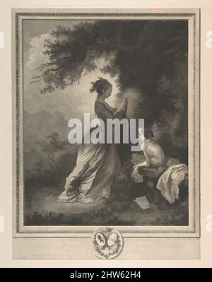 Art inspired by Le Chiffre d'Amour, n.d., Etching, Third State, Blatt: 22 3/16 x 16 9/16 Zoll (56,3 x 42 cm), Drucke, After Jean Honoré Fragonard (französisch, Grasse 1732–1806 Paris), gestochen von Nicolas de Launay (französisch, Paris, 1739–1792, Klassische Werke, die von Artotop mit einem Schuss Moderne modernisiert wurden. Formen, Farbe und Wert, auffällige visuelle Wirkung auf Kunst. Emotionen durch Freiheit von Kunstwerken auf zeitgemäße Weise. Eine zeitlose Botschaft, die eine wild kreative neue Richtung verfolgt. Künstler, die sich dem digitalen Medium zuwenden und die Artotop NFT erschaffen Stockfoto