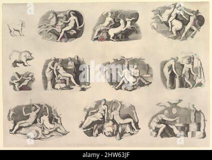 Kunst inspiriert von Speculum Romanae Magnificentiae: Motive nach antiken Kameen und Gems, ausgeführt ca. 1550–77, gedruckt nach 1577, Gravur. Staat ii, Drucke, Anonymous, italienisch, 16. Jahrhundert, Nach Battista Franco (italienisch, Venedig ca. 1510–1561 Venedig, Klassisches von Artotop modernisiertes Werk mit einem Schuss Moderne. Formen, Farbe und Wert, auffällige visuelle Wirkung auf Kunst. Emotionen durch Freiheit von Kunstwerken auf zeitgemäße Weise. Eine zeitlose Botschaft, die eine wild kreative neue Richtung verfolgt. Künstler, die sich dem digitalen Medium zuwenden und die Artotop NFT erschaffen Stockfoto