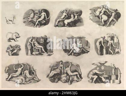 Kunst inspiriert von Speculum Romanae Magnificentiae: Sujets after Antique Cameos and Gems, ca. 1550–77, Gravieren. Staat i vor Zahlen, Abzüge, Anonymous, italienisch, 16. Jahrhundert, Nach Battista Franco (italienisch, Venedig ca. 1510–1561 Venedig, Klassisches von Artotop modernisiertes Werk mit einem Schuss Moderne. Formen, Farbe und Wert, auffällige visuelle Wirkung auf Kunst. Emotionen durch Freiheit von Kunstwerken auf zeitgemäße Weise. Eine zeitlose Botschaft, die eine wild kreative neue Richtung verfolgt. Künstler, die sich dem digitalen Medium zuwenden und die Artotop NFT erschaffen Stockfoto