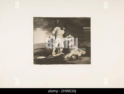 Kunst inspiriert von Plate 15 aus 'The Disasters of war' (Los Desastres de la Guerra):and there is nothing to be done (Y no hai remedio), 1810 ( published 1863), Etching, Drypoint, Burin and Burnisher, Plate: 5 1/2 × 6 9/16 in. (14 × 16,6 cm), Drucke, Goya (Francisco de Goya y Lucientes) (, Klassisches Werk, das von Artotop mit einem Schuss Moderne modernisiert wurde. Formen, Farbe und Wert, auffällige visuelle Wirkung auf Kunst. Emotionen durch Freiheit von Kunstwerken auf zeitgemäße Weise. Eine zeitlose Botschaft, die eine wild kreative neue Richtung verfolgt. Künstler, die sich dem digitalen Medium zuwenden und die Artotop NFT erschaffen Stockfoto